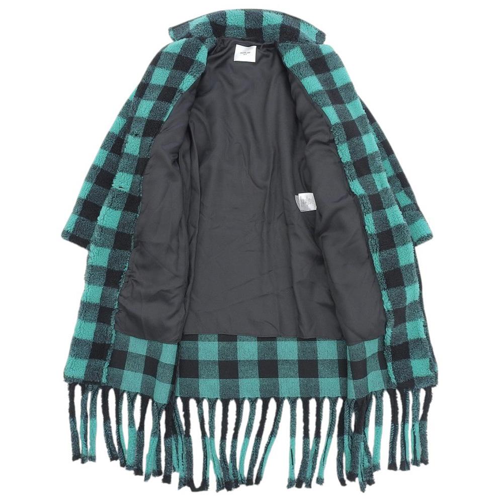 Replay Boa fringe coat for women in green and black, XXS coat XXS Green / blackUsed