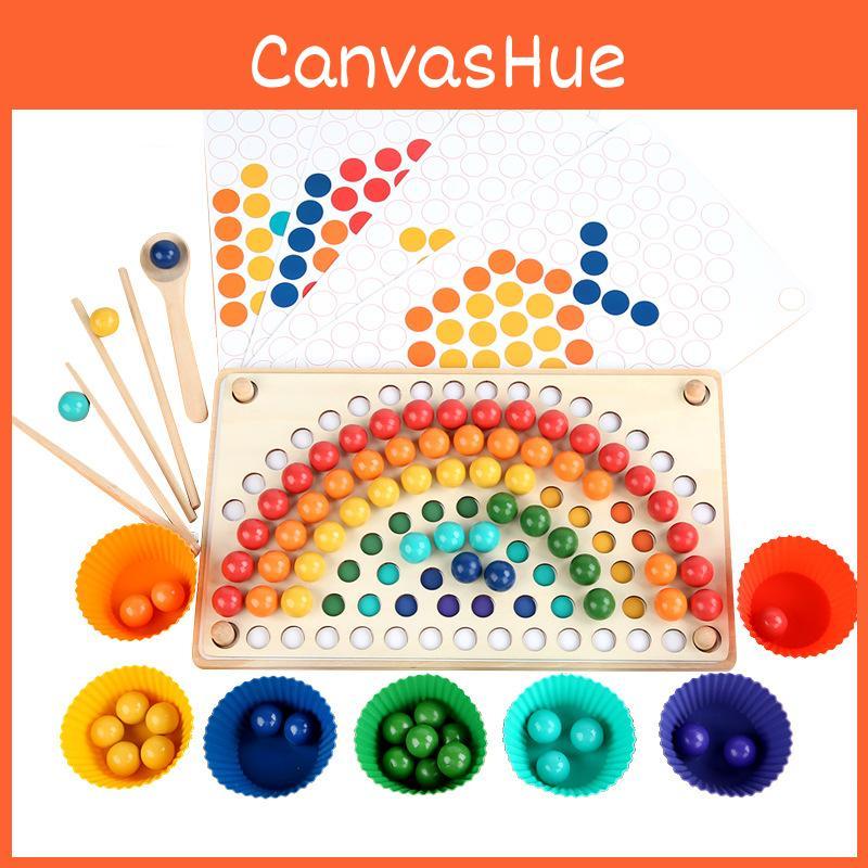 Clamp Rainbow Wooden Beads Educational Toy For Kids Skills Concentration