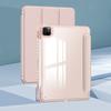 For iPad Air 11 Inch Clear Acrylic Case with Pencil Holder 3 Fold Cover Sleep Wake Anti Drop Leather Protective Case