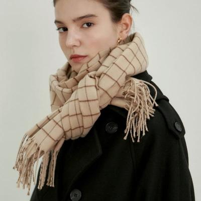 NICK&NICOLE WINDOW CHECK MUFFLER_BEIGE