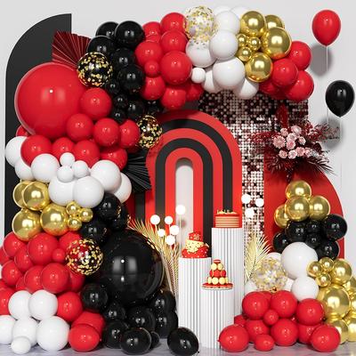 Black Red Balloons Garland White Gold Confetti Balloon Arch Kit New Tear 2026 Graduation Birthday Party Baby Shower Decoration