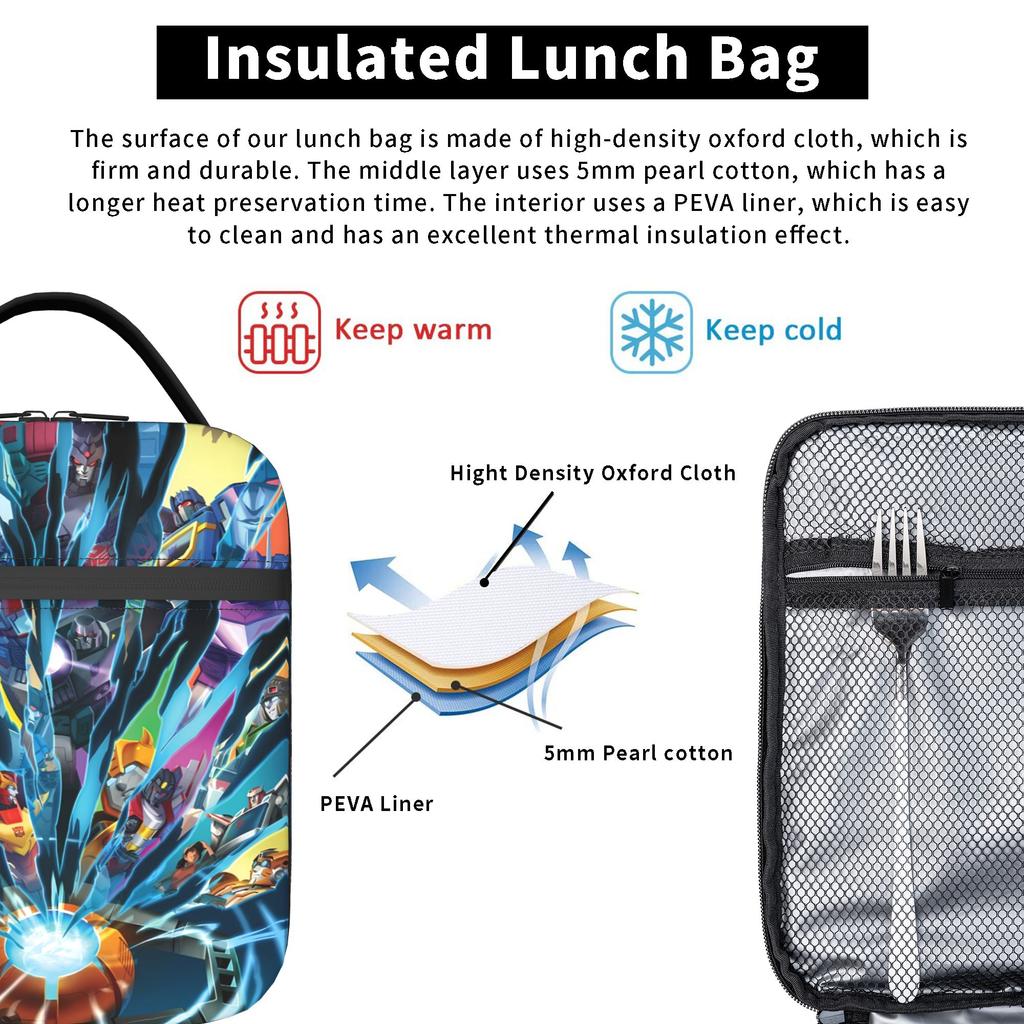 Transformered Cartoon Lunch Bag For Child  Office Custom Lunch Box Fun Oxford Tote Food Bags