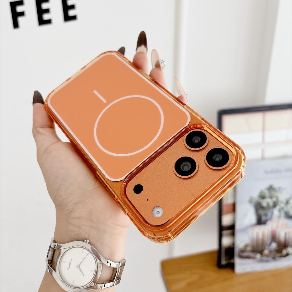 For iPhone 17 Luxury Clear Acrylic Hard PC Solid Color Case For iPhone 17 Air 17 Pro Max For Magsafe Wireless Charge Cover