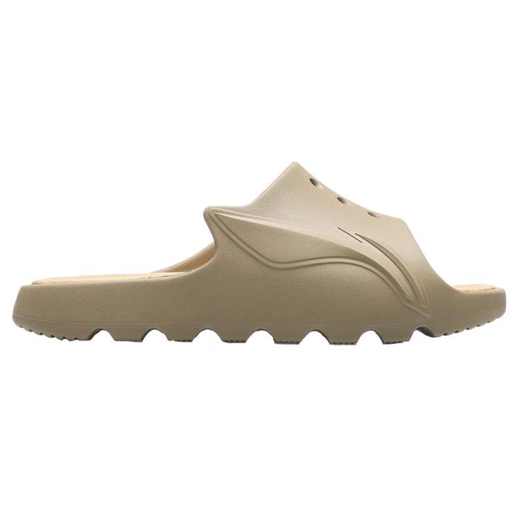 New LiNing Rubber Sole Quiet Slide Slippers Men's Khaki ABTR005-3