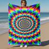 1PC Psychedelic KaleidoscopeOutdoor Flannel Blanket - Soft Plush Decor for Picnics, camping, Bedroom, Playroom, Office, or Lunch Break 1296A