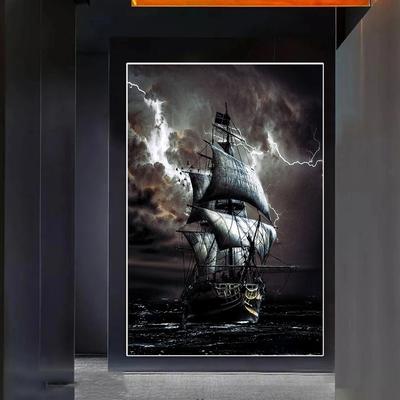 Vintage Posters Black Sailboat Pirate Ship At Sea Canvas Painting Prints Vessel Wall Pictures for Living Room Decor Cuadros No Frame