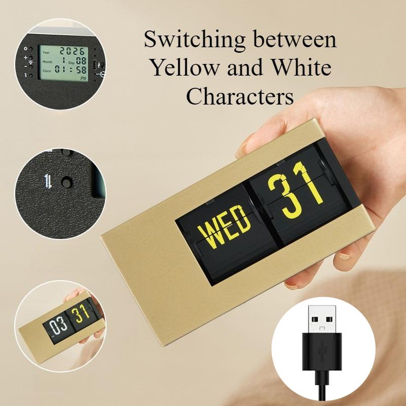 Flip Clock Calendar Table Watch Modern Silent Digital Desk Clocks Minimalist Aesthetic Luxury Tabletop Watches Home Decorations