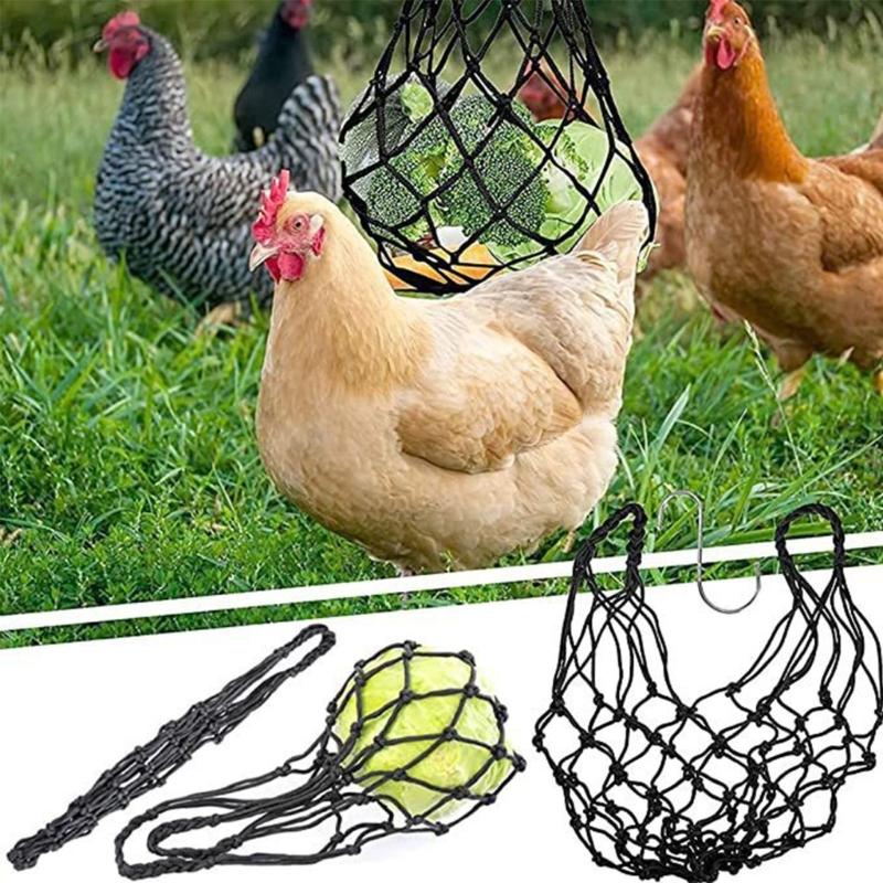 Chicken Feeder Poultry Bird Chicken Drinker Cup Poultry Hanging Feeding Net Bag Chicken String Bag Vegetable Fruits Feed