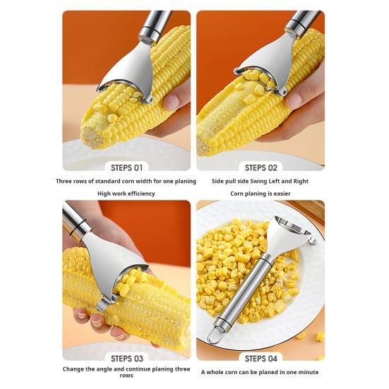 Corn Sheller Food Grade 304 Stainless Steel Corn Peeler Sharp Edge Corn Peeling Tool Quick Effortless Peeling Corn Stripper Kitchen Gadget