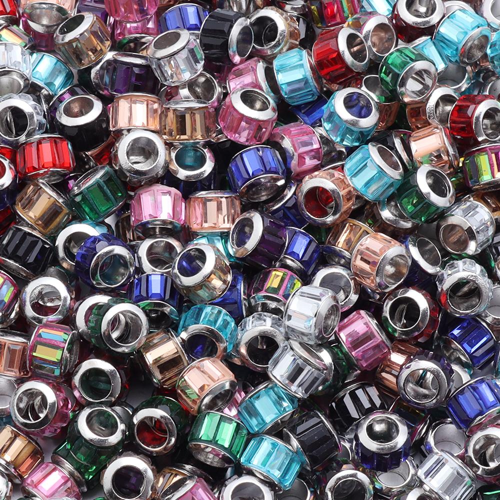 20pcs Resin Beads Diamond Shape Big Hole Round Loose Spacer Beads For DIY Jewelry Making Bracelets Necklace Earrings Accessories