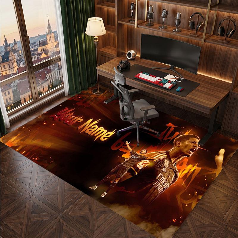 Jude Bellingham Custom Crystal Velvet Rug, Personalized Name Text Print, Football Logo Soft Non‑Slip Floor Mat Home Decor Gift