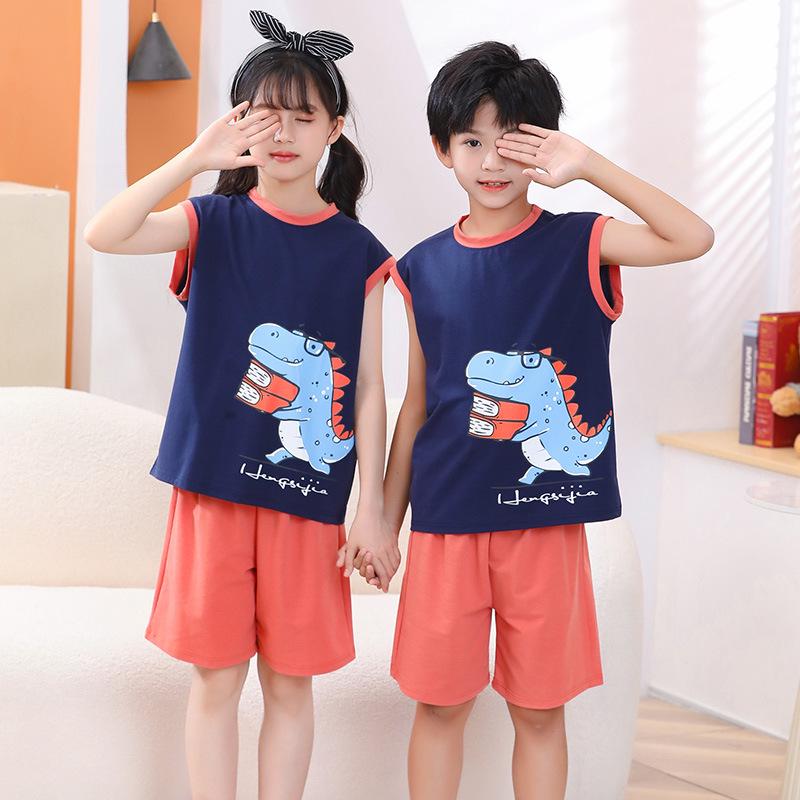 

Kids Summer Pajama Set: Boys Vest and Girls Homewear, Thin and Airy for Middle to Large Children 100cm
