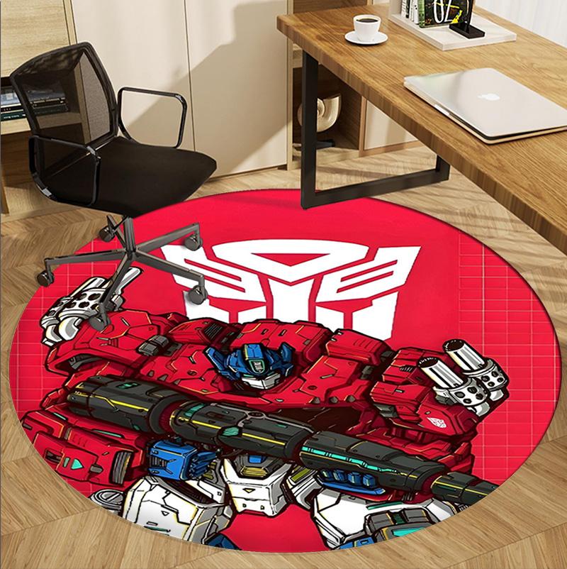 Transformers Pattern Round Rug, Indoor/Outdoor Mat, for Picnic, Gameroom, Bedroom, Office, Living Room, Home Decor Carpet, Birthday Gift