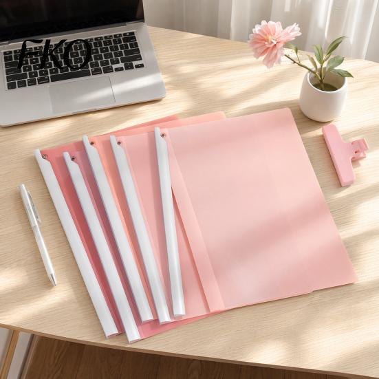 Colorful Document Organizer 5PCS Side Opening File Folder, with Rotating Sliding Bar, Lightweight Clip Folder Durable PP Gradient Color