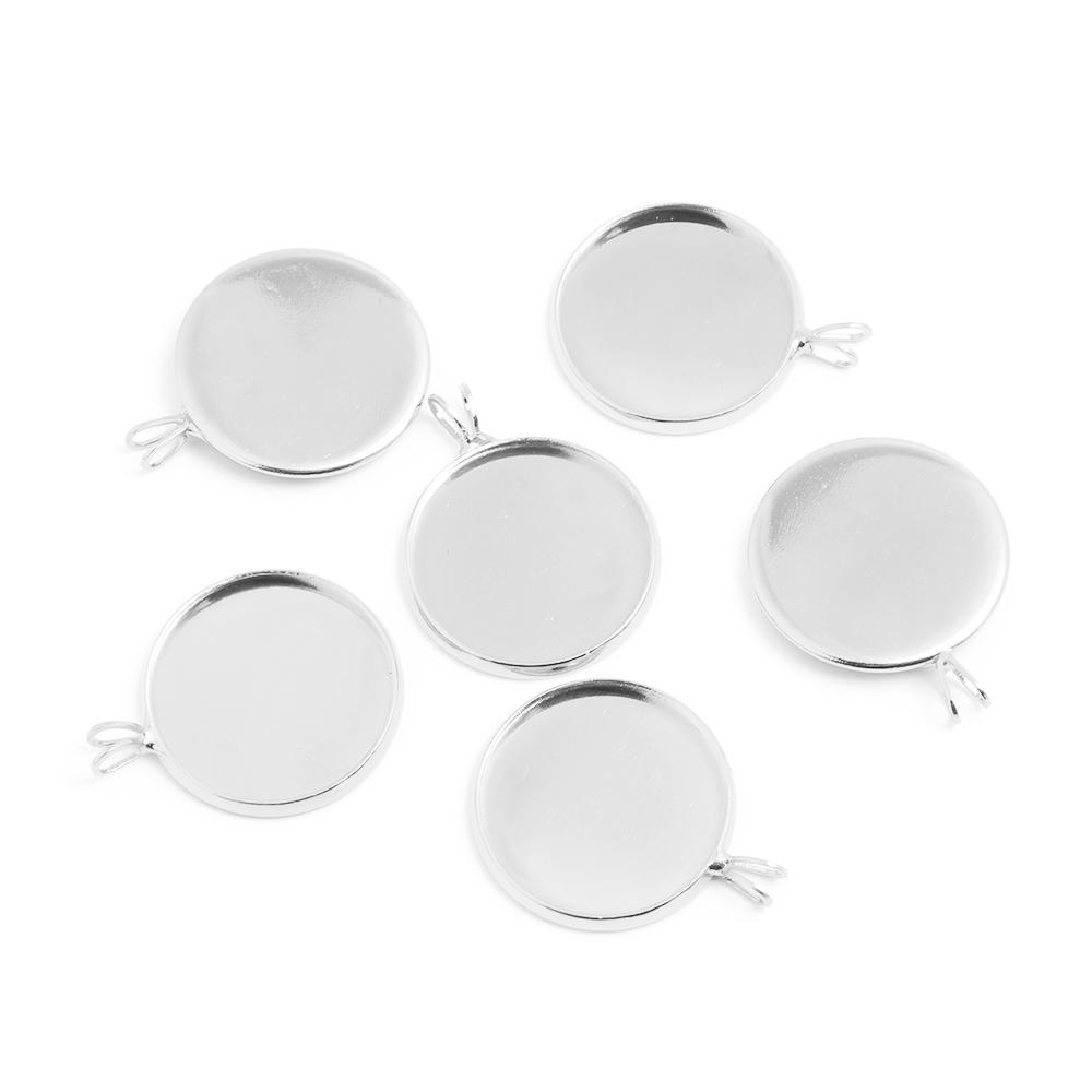 5 Pezzi/Lotto 10-20mm Ciondolo Rotondo in Rame Base Cabochon Vassoio Base Vuoto Charms Per Fai da Te Creazione Gioielli Accessori Collane