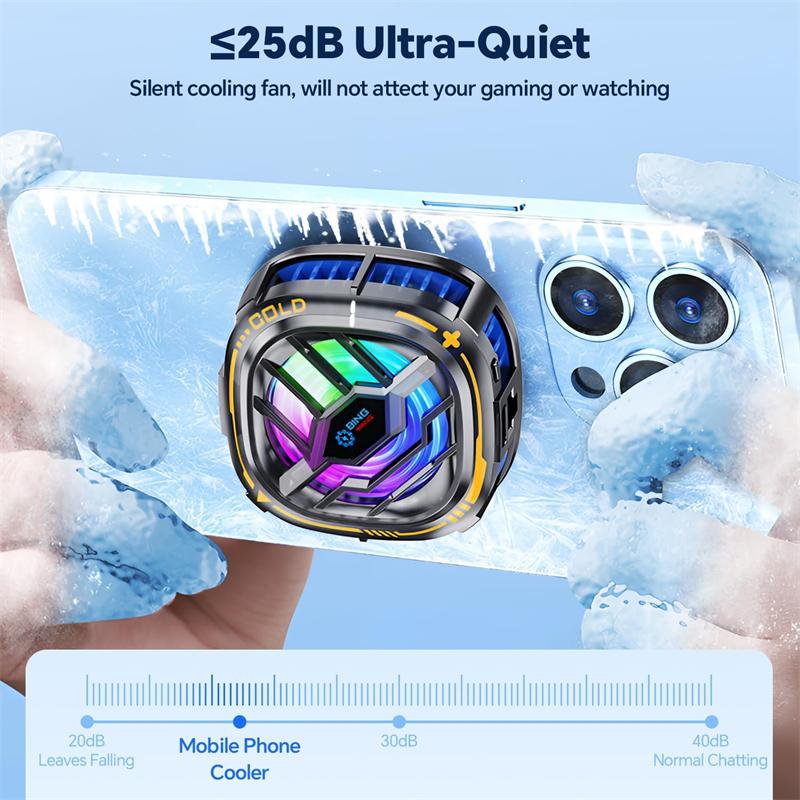 Magnetic RGB Cell Phone Cooling Fan with Temperature Display for Magsafe Mobile Gaming IPad Phone Cooler Air Radiator Aircooler