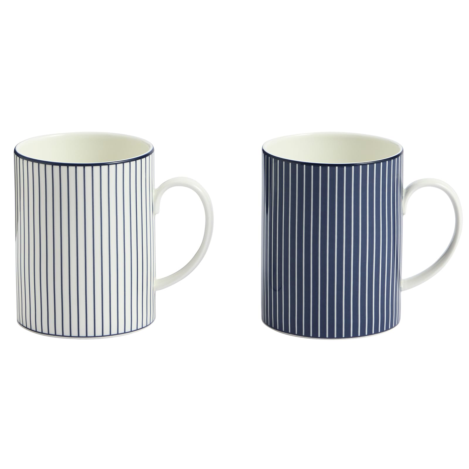

[Officially Imported] Wedgwood Geo Blue Mugs, Pair, 350ml, Pinstripe, White & Blue, 1079125