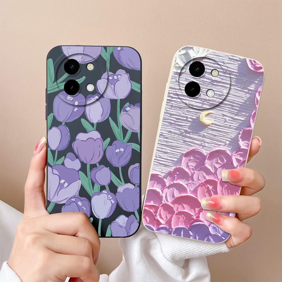For Vivo Y38 5G Phone Case Lovely Cartoon Panda Pattern Soft Liquid Silicone Shockproof Protective Back Cover For Vivo Y 38 Capa
