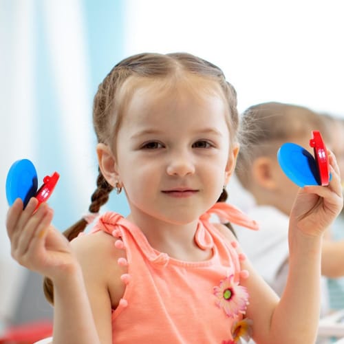 Wooden Castanets for Education, Percussion Castanets, Educational Instrument for Early Childhood Education, Developing Rhythm, Suzuki Castanets | Fun