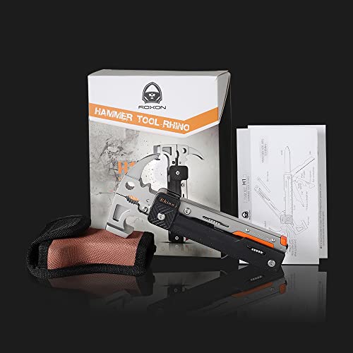 ROXON 16-in-1 Multi-Function Hammer, Outdoor Multi-Function Hammer & Pliers, Camping & Tent Pitching Supplies, Outdoor Survival Tool (Fire Starter, Re