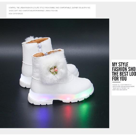LUCKIDS LED boots for kids light up zip ankle boots for kids girls rubber shoes size 21-30