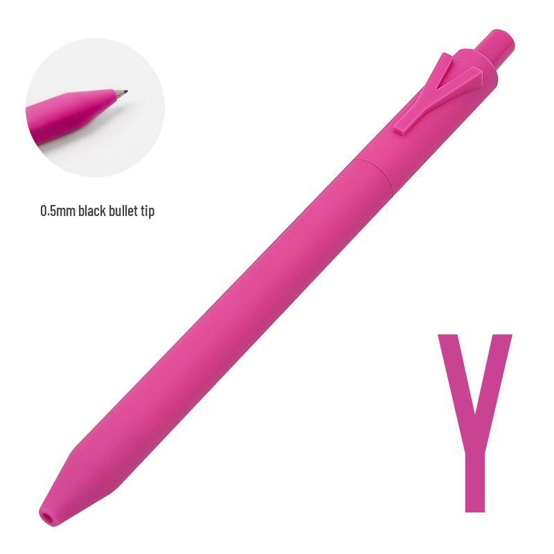 Shuyuan Black Gel Pen - Push-Button, Student Use, Minimalist Design, Candy-Colored Silicone Barrel.