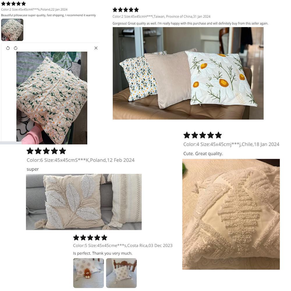 Embroidered Floral Pillow Case Decor Home Light Luxury Sweet Pillow Cushion Cover Throw Square Funda Cogines De 45x45
