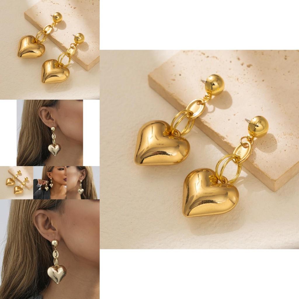 Simple And Stylish Heart Earrings Vintage Geometric Gold Plated Studs For Women 2023