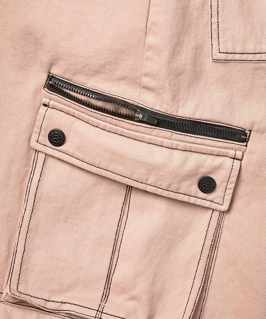 YESEYESEE Contrast Stitch Cargo Shorts Coral