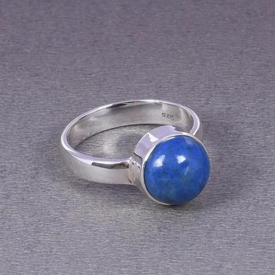 Massiver 925er Sterlingsilber Lapis Lazuli Edelstein Statement Ring Handgefertigter Schmuck Geschenk für Sie Boho Schmuck
