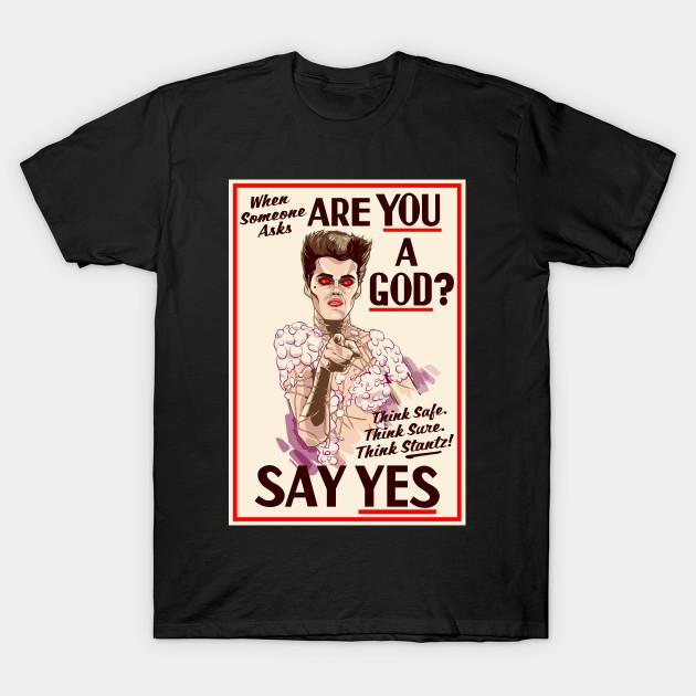 

Men Black Print T-shirt Are You A God No-Cut Transfer Paper Print Cotton Tshirt M чёрный