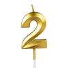 Gold Color Birthday Cake Candle Smokeless Not Toxic Wax Decorative Number Digits 0 to 9 For Celebration