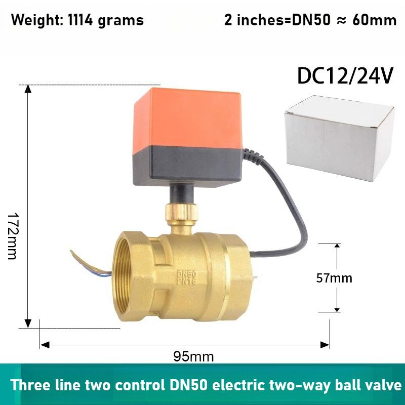 Electric Copper Two-way Ball Valve DN15 20 25 32 40 50 Three Wire Two-point Control 220V 12V 24V Electric Ball Valve