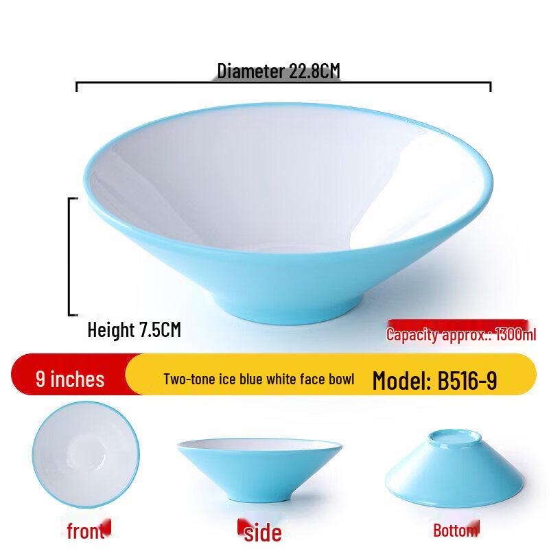 9-Inch Nordic Melamine Soup Bowls - Ice Blue White (2-Pack)