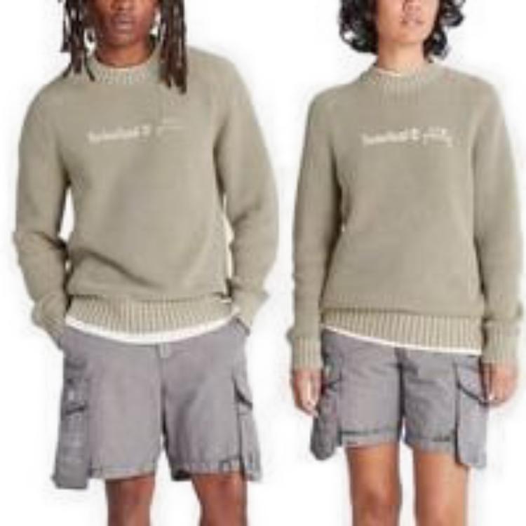 Timberland X A-Cold-Wall* Collaboration Letter Pattern Crewneck Loose Long Sleeve Sweater Unisex sweater Light-Gray A6PGKDH4