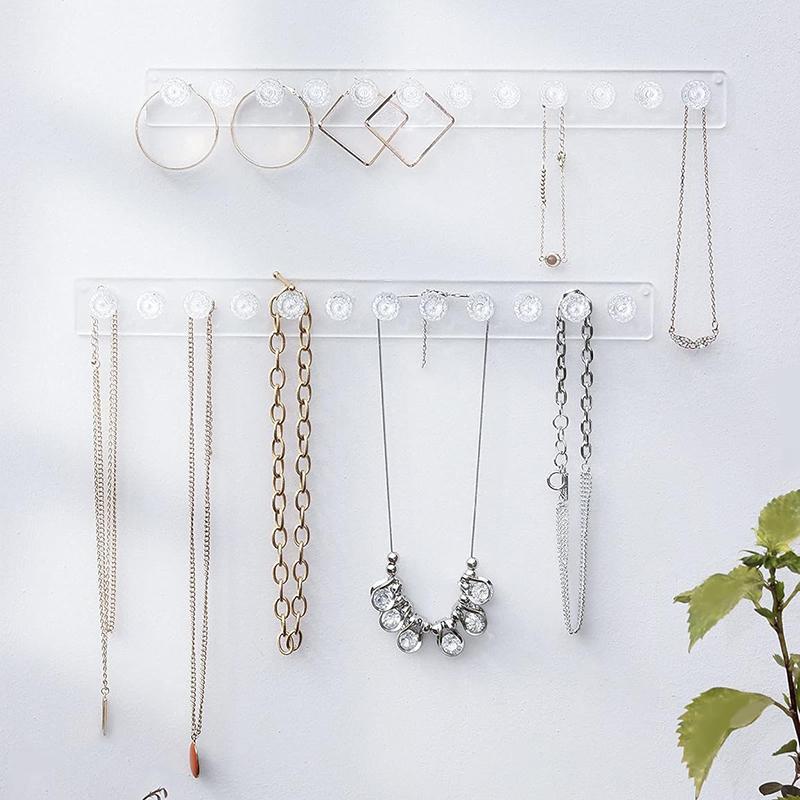 Necklace Holder, Acrylic Hanger, Wall Mont Organizer, Jewelry Hooks for Necklaces, Bracelets, Chains