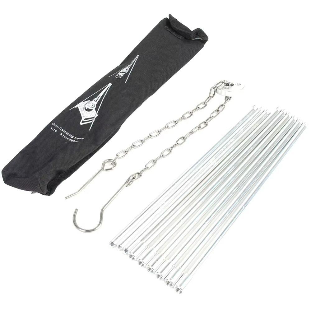 3 Section Camping Cooking Tripod Foldable Camping Kitchenware Tripod  Barbecue Grills