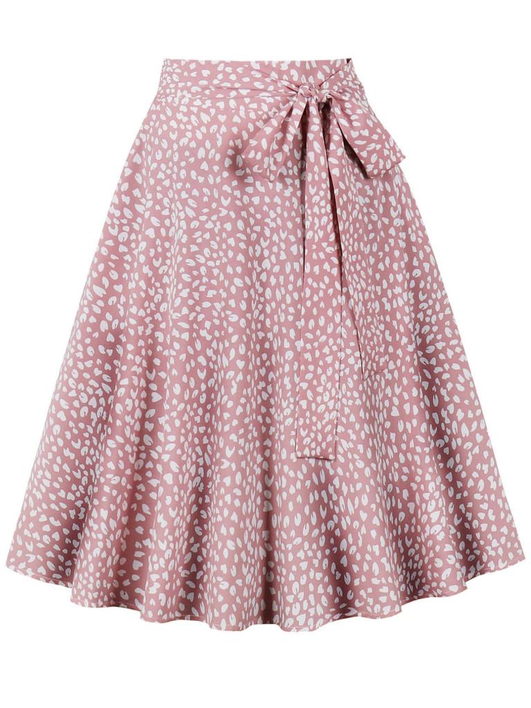 2024 Spring Collection Waist-Tie Print Midi Skirt