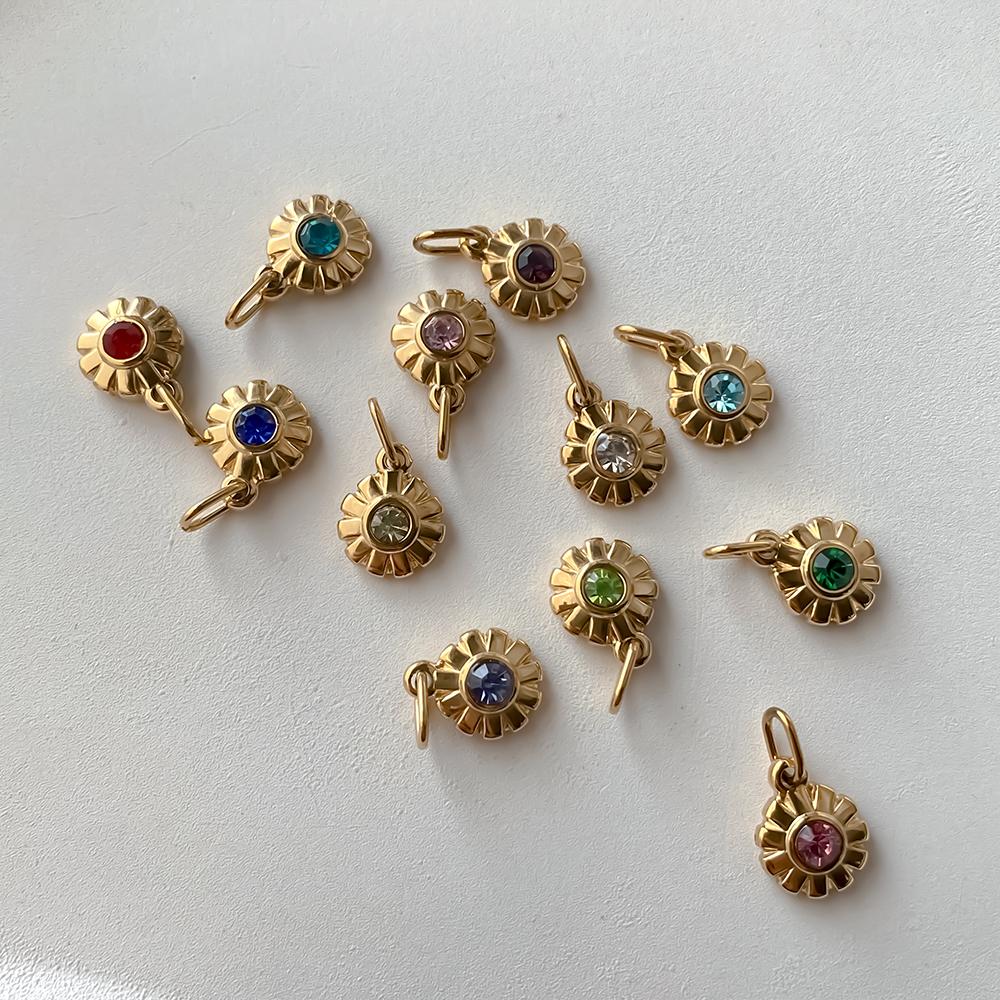 EMANCO Stainless Steel Flower Pendant Shiny Colorful Rhinestones High Quality Metal Charms Making Women's DIY Necklace Bracelet