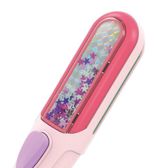 Glitter Rhinestone Tool Safe Kids Hair Gemstone Styling Set with Magnetic Pink Comb 24 Colorful Gem And Clips Creative
