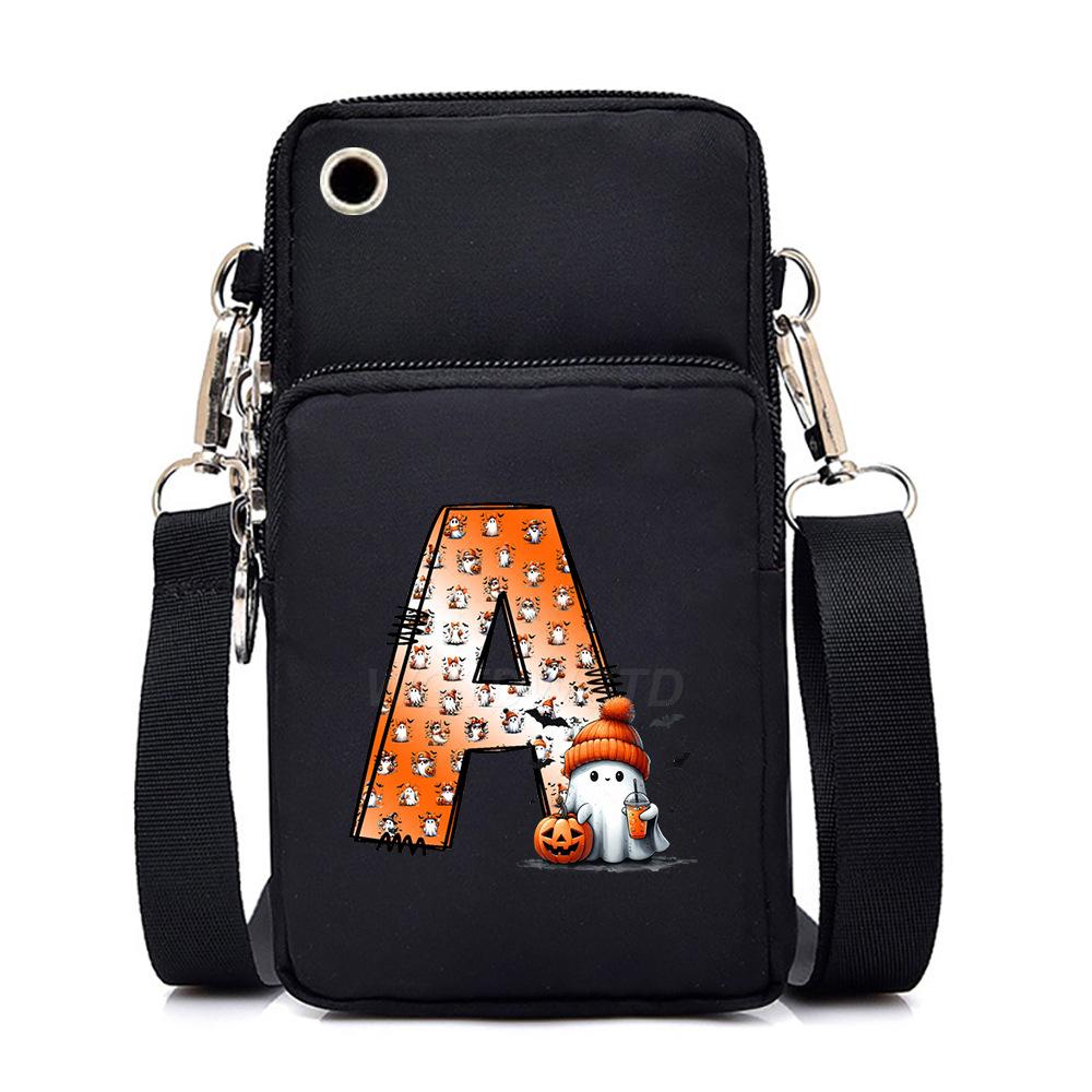 Halloween letter printing trend mobile phone bag vertical square black messenger bag change bag