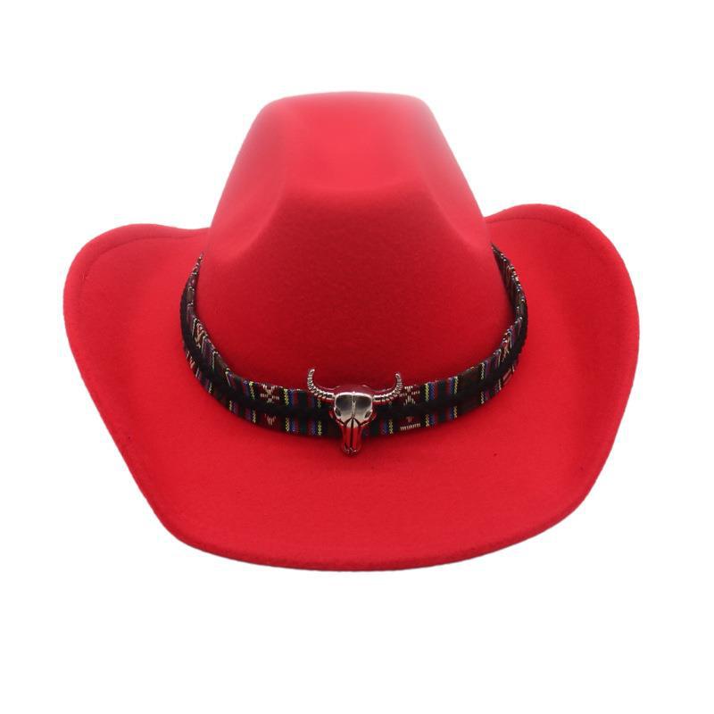Западная ковбойская шляпа в британском стиле Этническая тибетская шляпа с головой быка Мужская и женская высококачественная цилиндр one size [one word d]