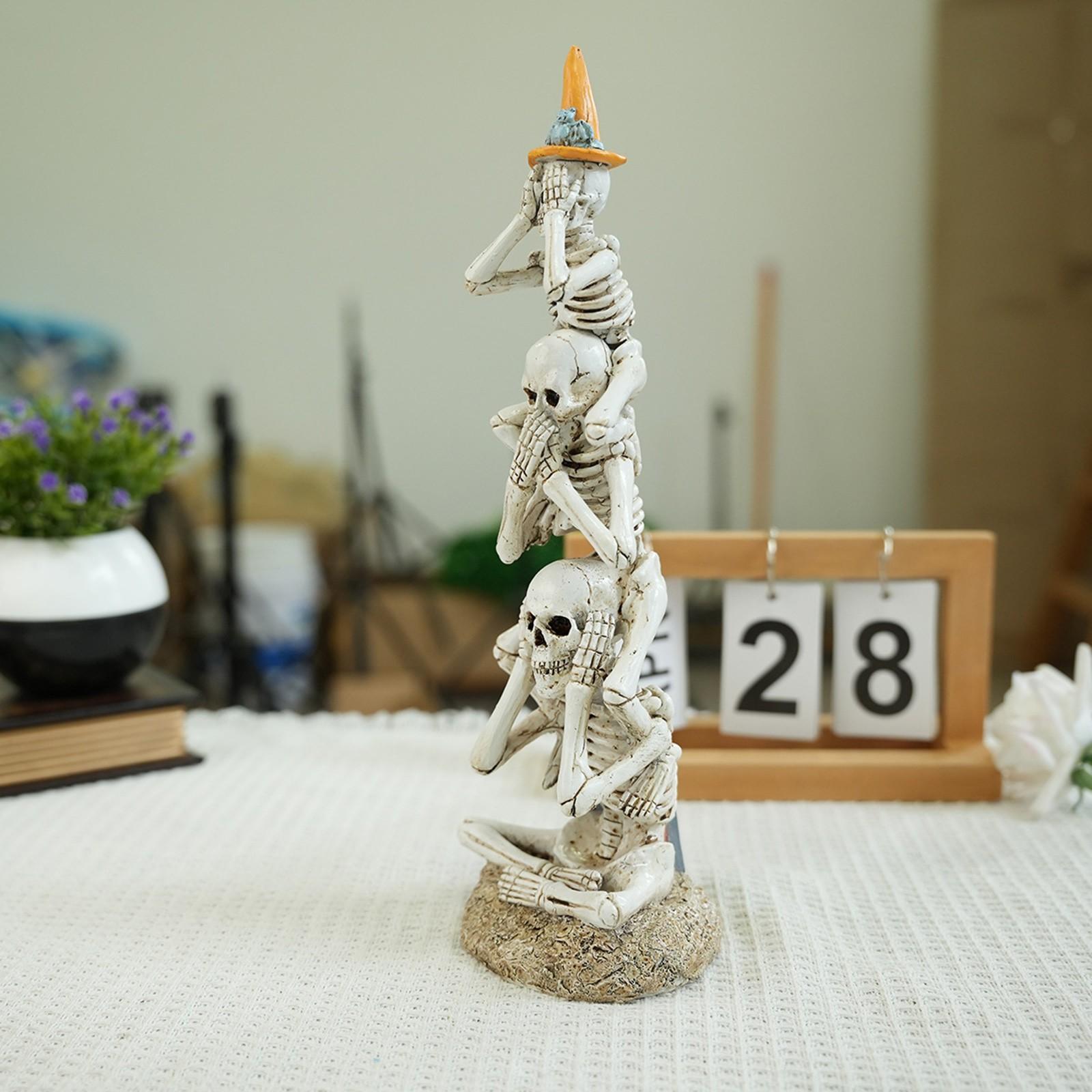 

Halloween Trick or Treat Figurine Resin Skeleton Witch Smiley Pumpkin Statue Outdoor Halloween Decoration Home Desktop Ornaments One Size жёлтый