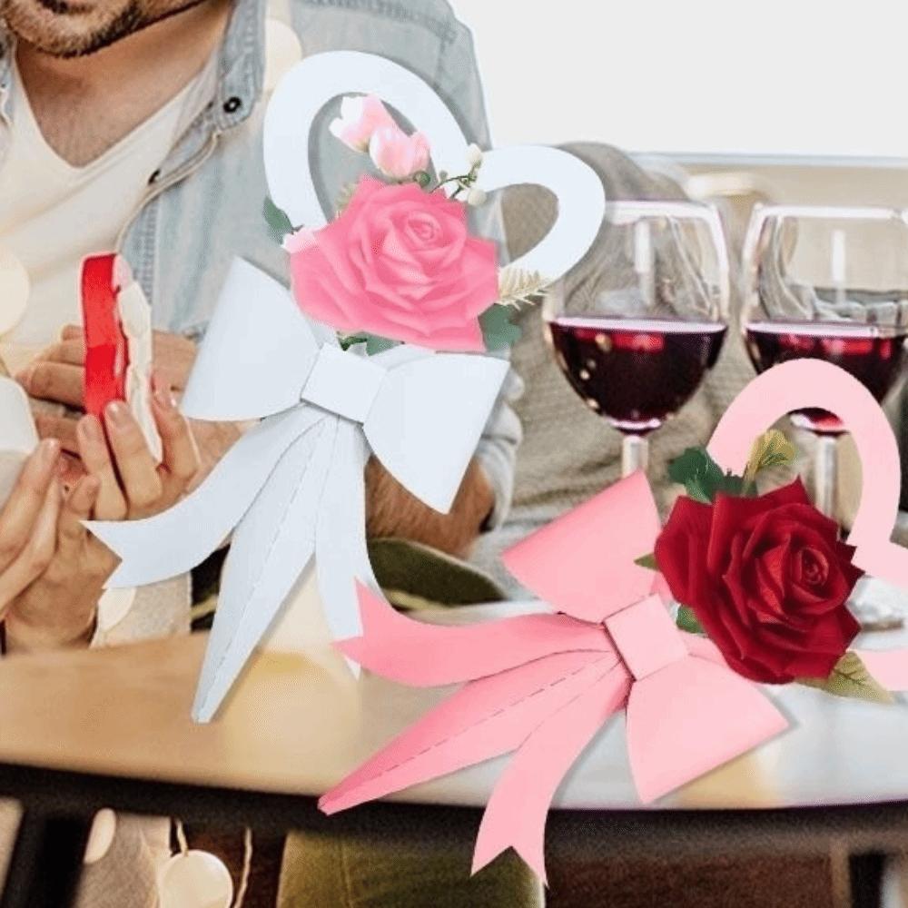 Handheld Flower Packaging Box Romantic Paper Bowknot Rose Flower Box Portable Decorative Flower Arrangement Box Party Decor