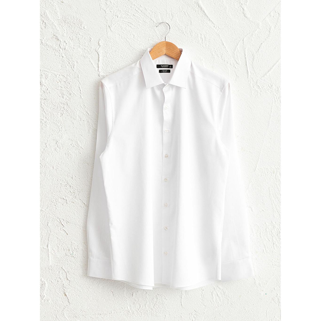 

Рубашка Slim Fit из 100% хлопкового атласа, белая