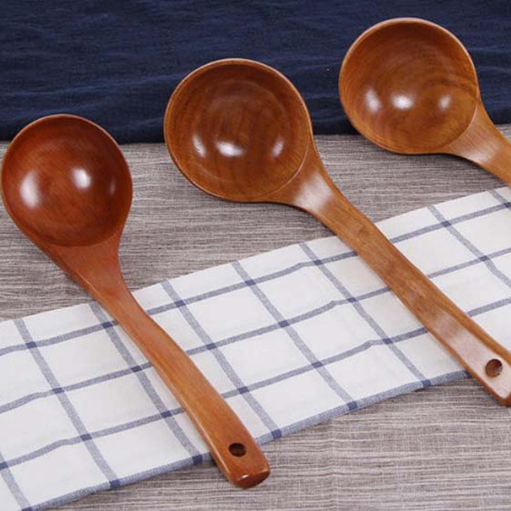 Mixing Stirrer Long Handle Natural Wooden Rice Soup Spoon Ladle Scoop Wood Spoon Soup Ladle