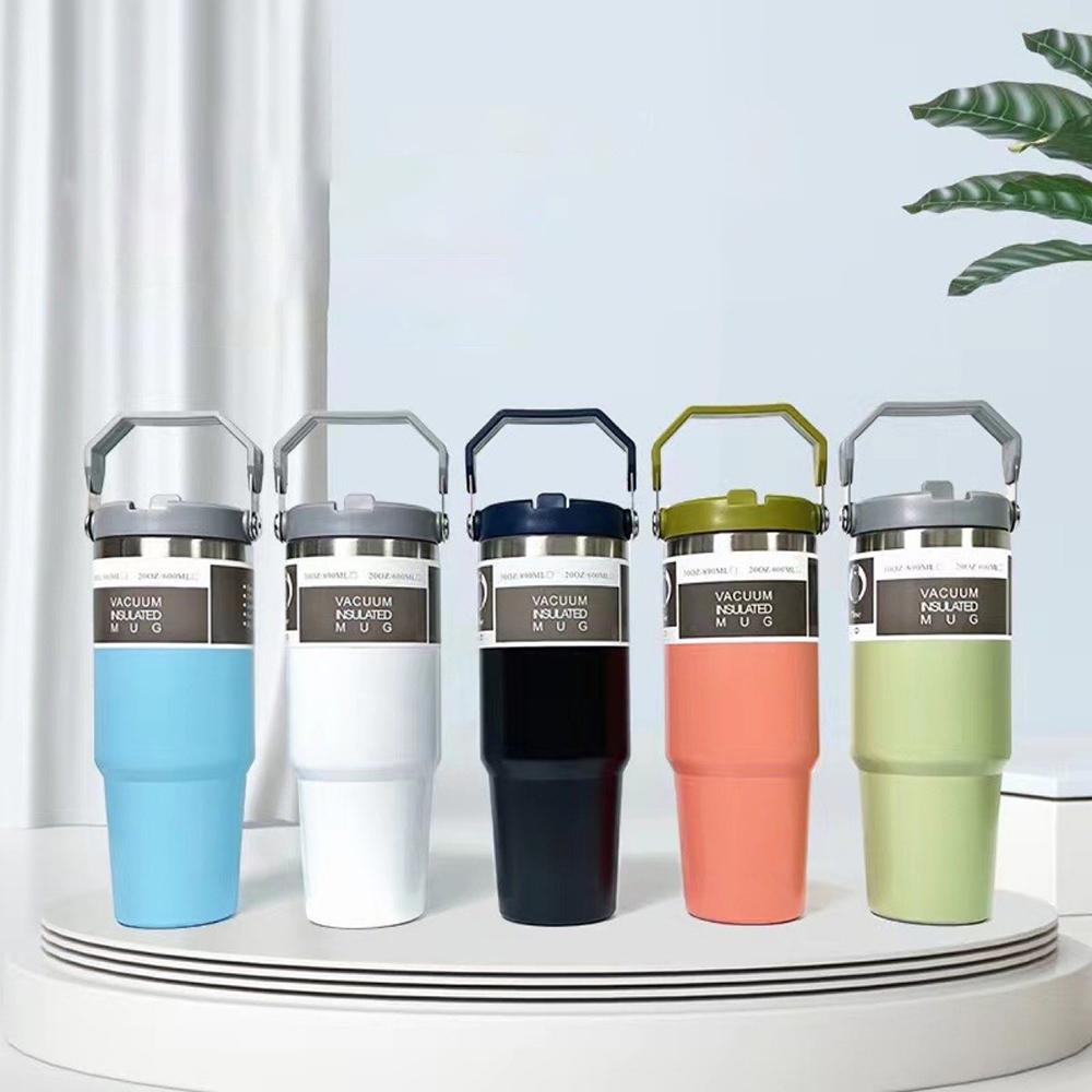 30OZ Portable Car Cup Stainless Steel Thermos Cup with Straw Travel Sports Water Bottle With Handle Cover Coffee Vacuum Flask