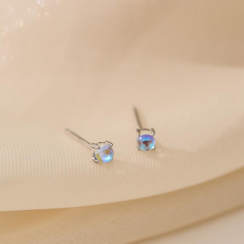 Fashionable Small Earrings for Women Simple Imitation Moonstone Earrings Korean Style Earrings