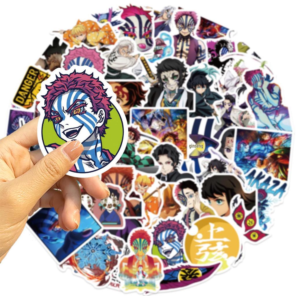 50 Nowych Naklejek Demon Slayer Akaza - Wodoodporne, Samoprzylepne, Kreskówkowe Anime Dekoracja Dziennika