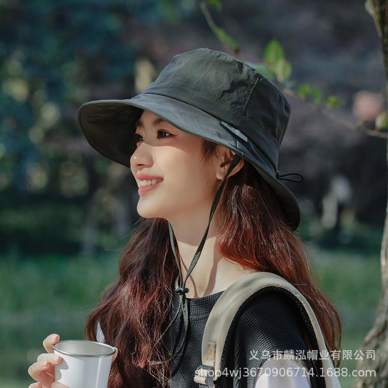 Quick-drying Drawstring Bucket Hat Women's Summer UV Protection Sun Hat Foldable Sun Protection Hat Outdoor Mountaineering Hat Men